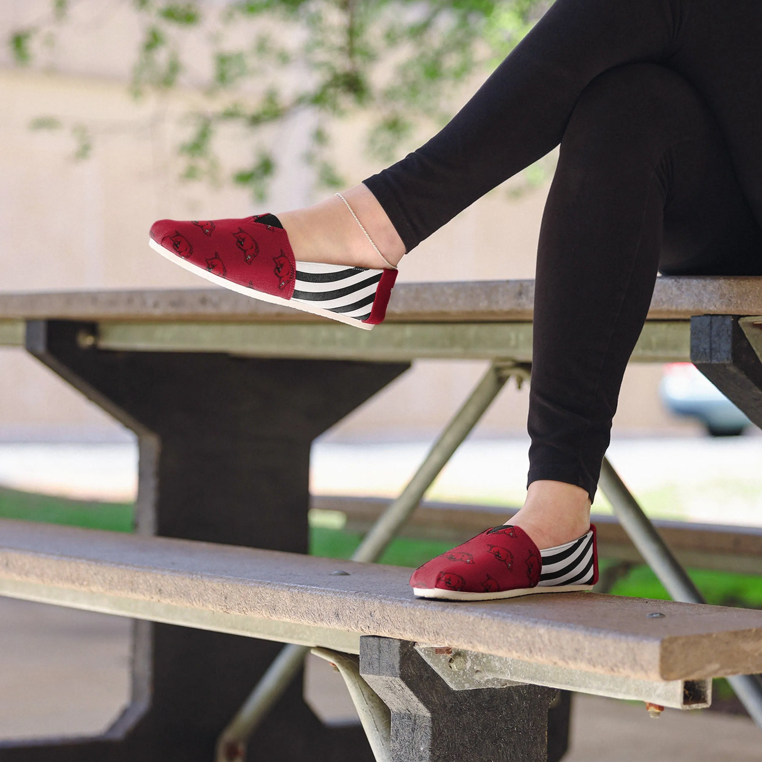 Arkansas Razorbacks NCAA Womens Stripe Canvas Shoes