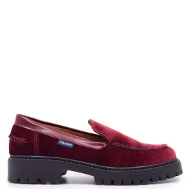 Atlanta Mocassin Maroon Velvet Chunky Loafer