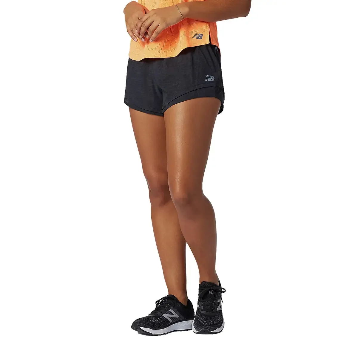 Womens New Balance Q Speed Fuel Short - Black / White